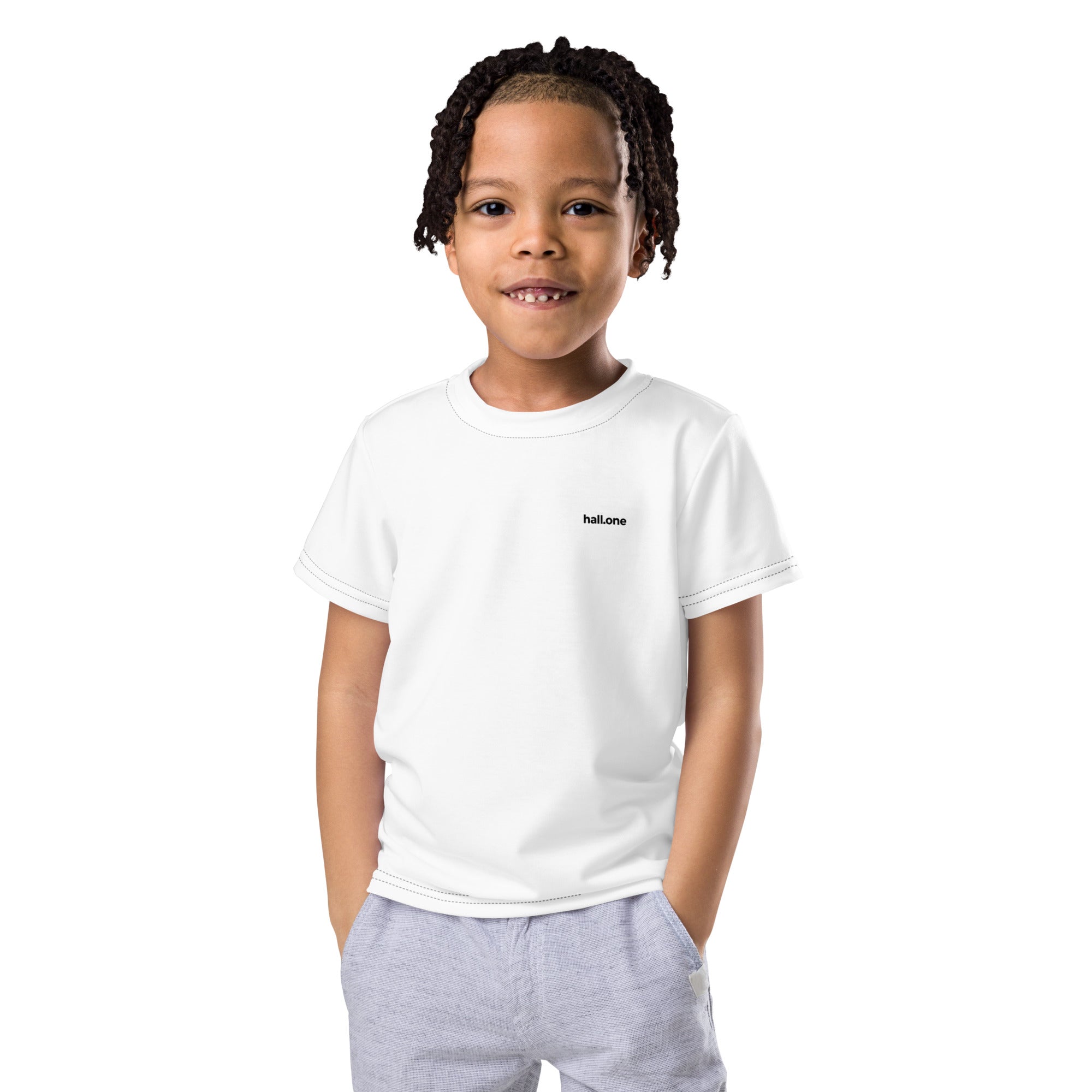 T-Shirt mit Rundhalsausschnitt für Kinder: bedruckbares Kinder T-Shirt - Hall.one