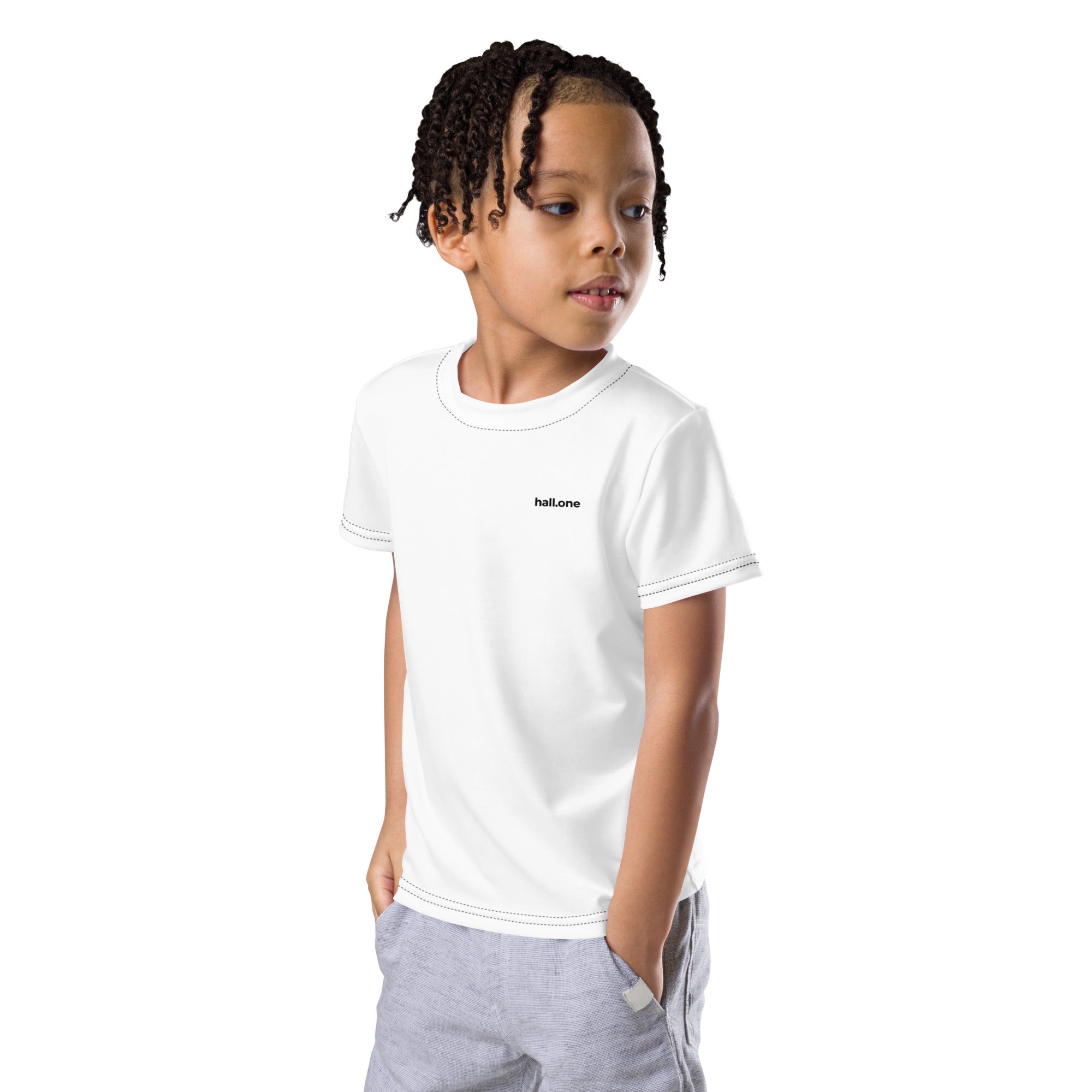 T-Shirt mit Rundhalsausschnitt für Kinder: bedruckbares Kinder T-Shirt - Hall.one