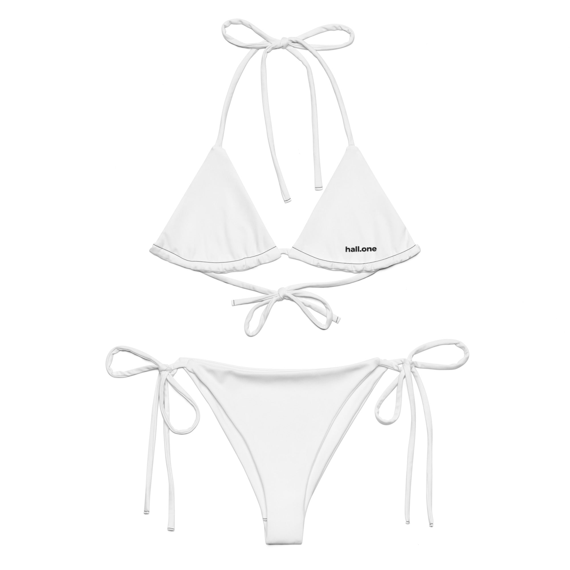 Recycelter Schnürbikini mit Allover-Druck: Bikini personalisierbar - Hall.one