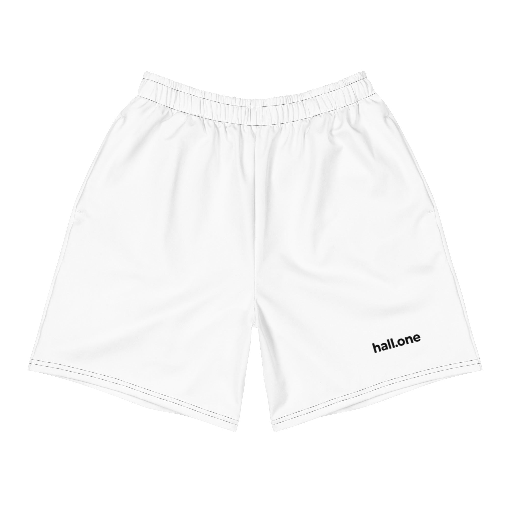 All-Over Print Athletic Long Shorts: Trainingsshorts mit Logo - Hall.one