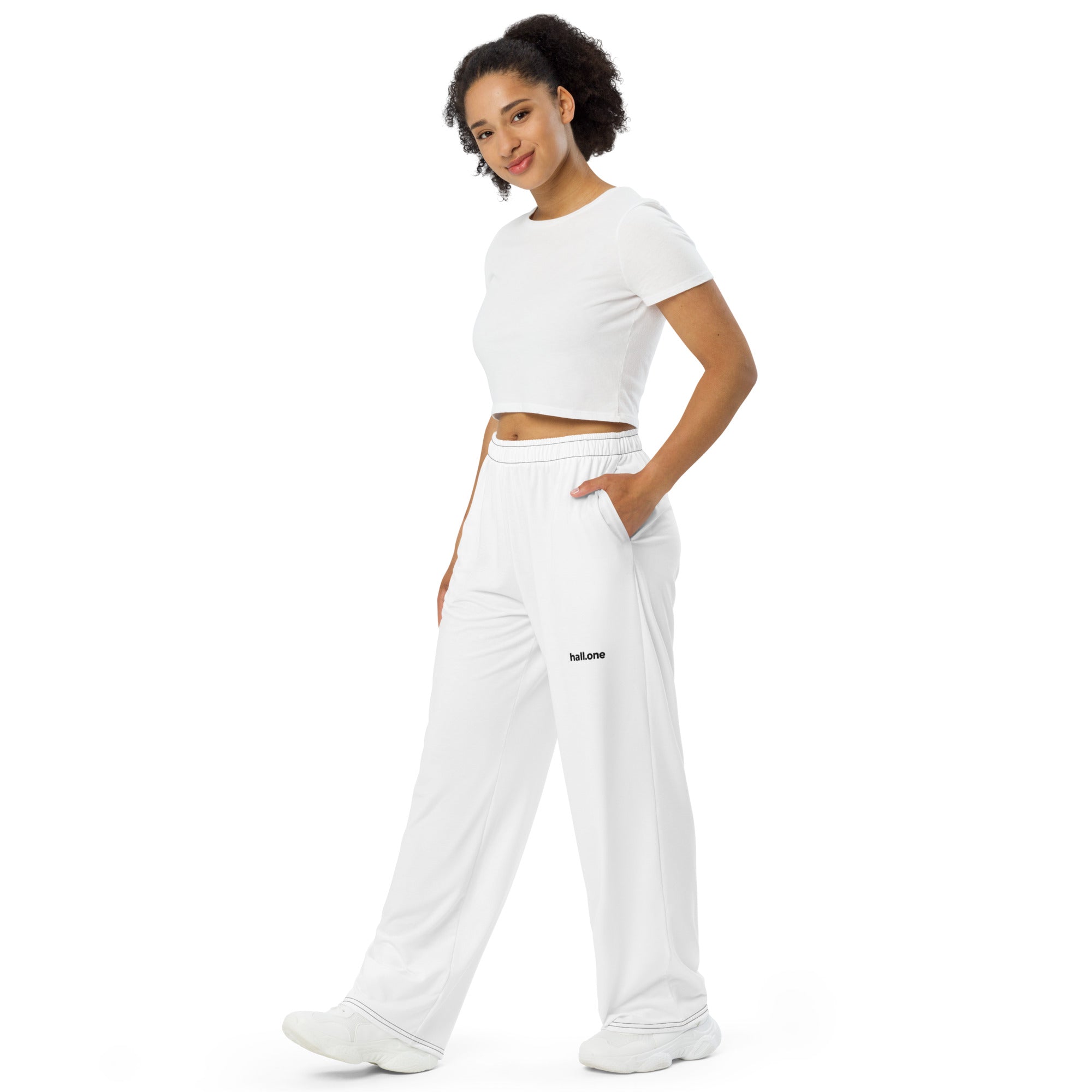 Hose mit weiten Beinen und Allover-Druck: Sporthose mit Logo - Hall.one