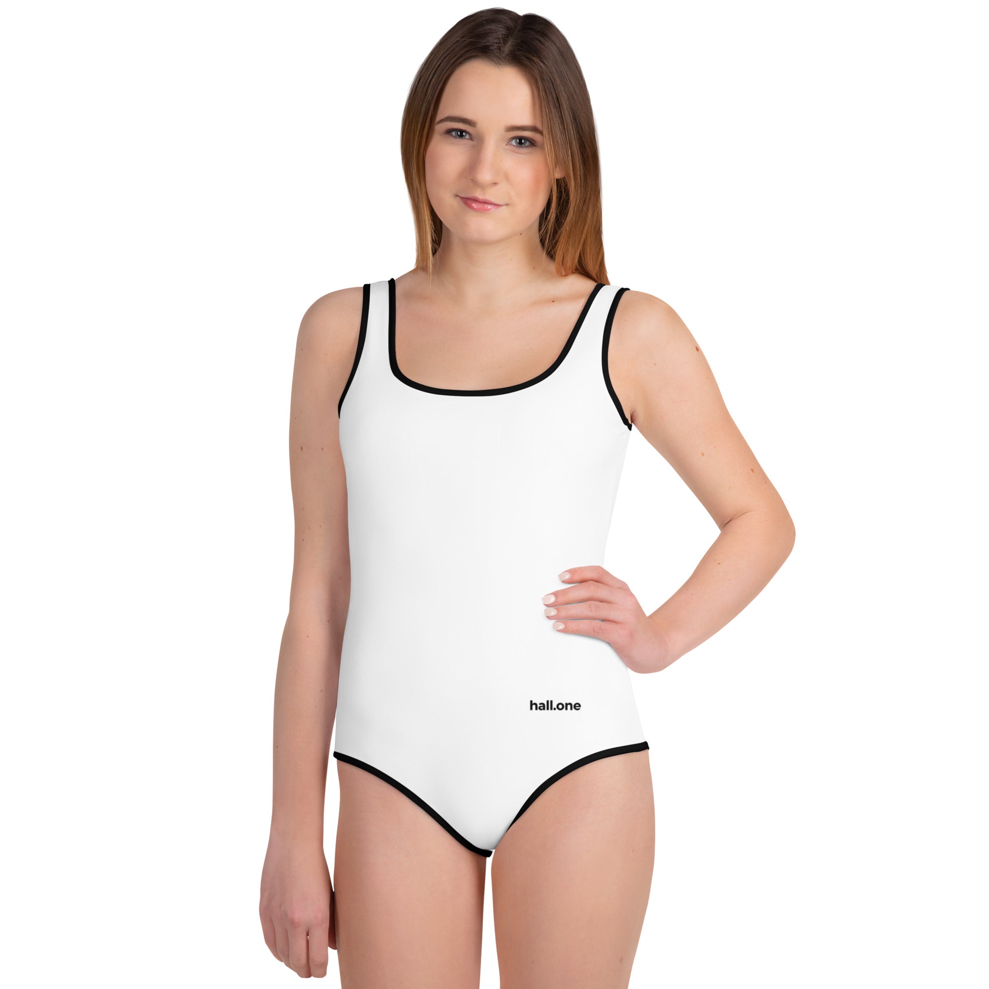 Allover-Badeanzug für Jugendliche: Badeanzug mit Logo - Hall.one