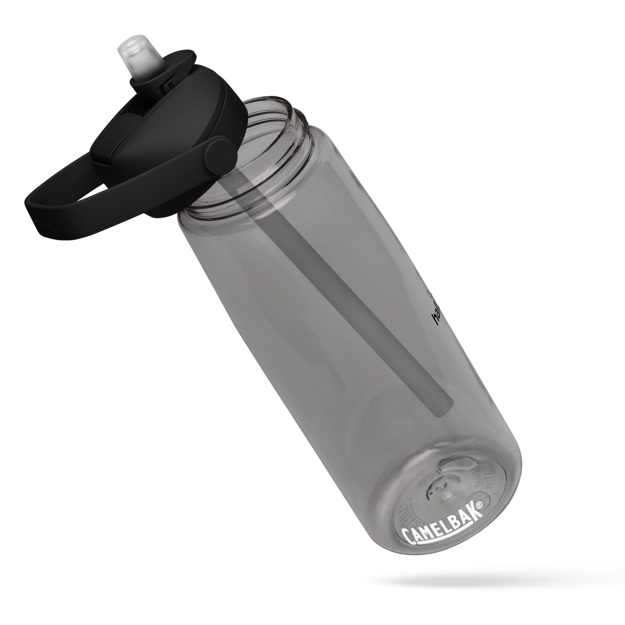 Wasserflasche mit umklappbarem Trinkhalm: Sport-Wasserflasche mit Logo - Hall.one