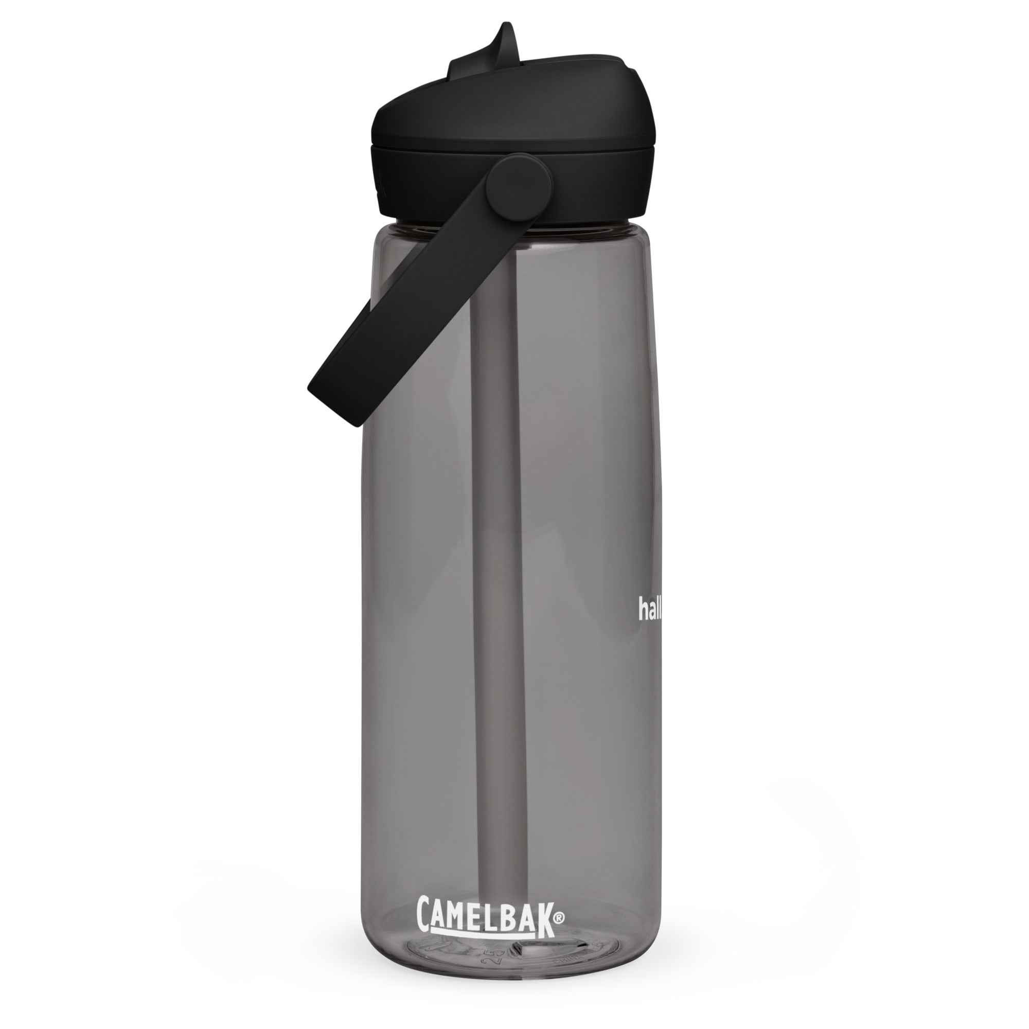 Wasserflasche mit umklappbarem Trinkhalm: Sport-Wasserflasche mit Logo - Hall.one