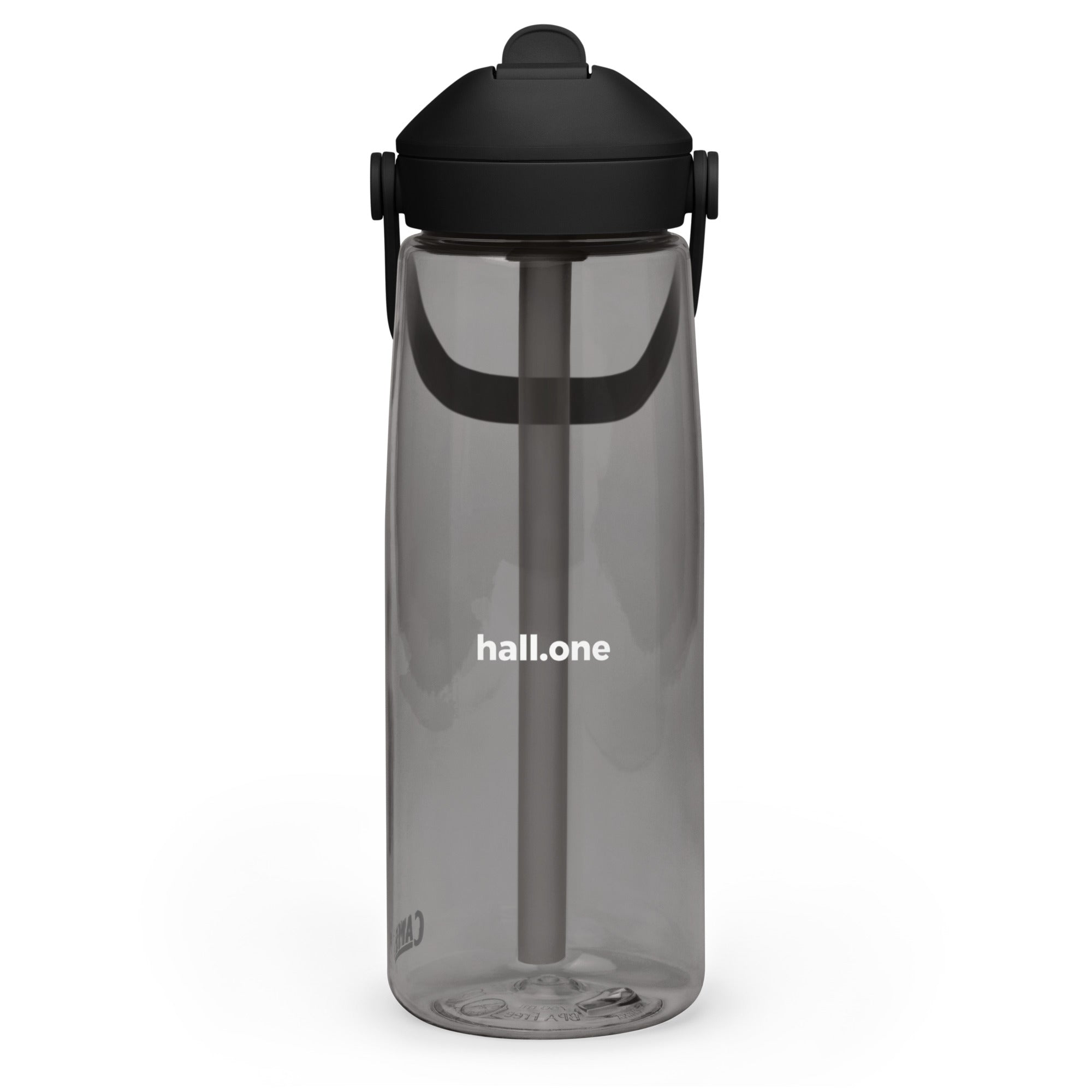Wasserflasche mit umklappbarem Trinkhalm: Sport-Wasserflasche mit Logo - Hall.one