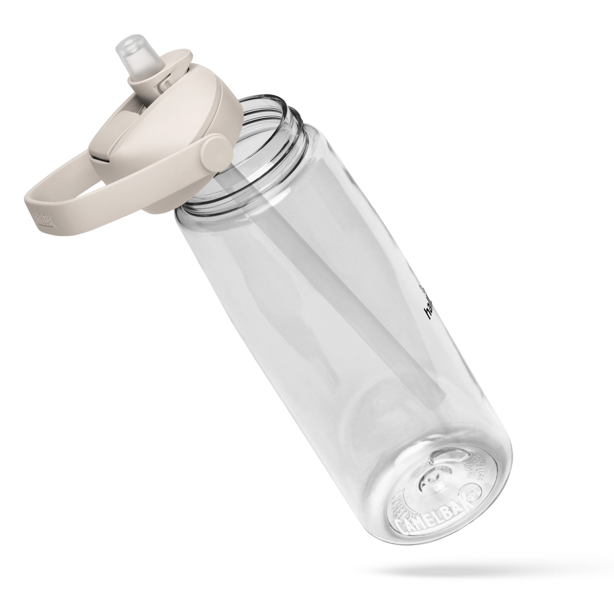 Wasserflasche mit umklappbarem Trinkhalm: Sport-Wasserflasche mit Logo - Hall.one