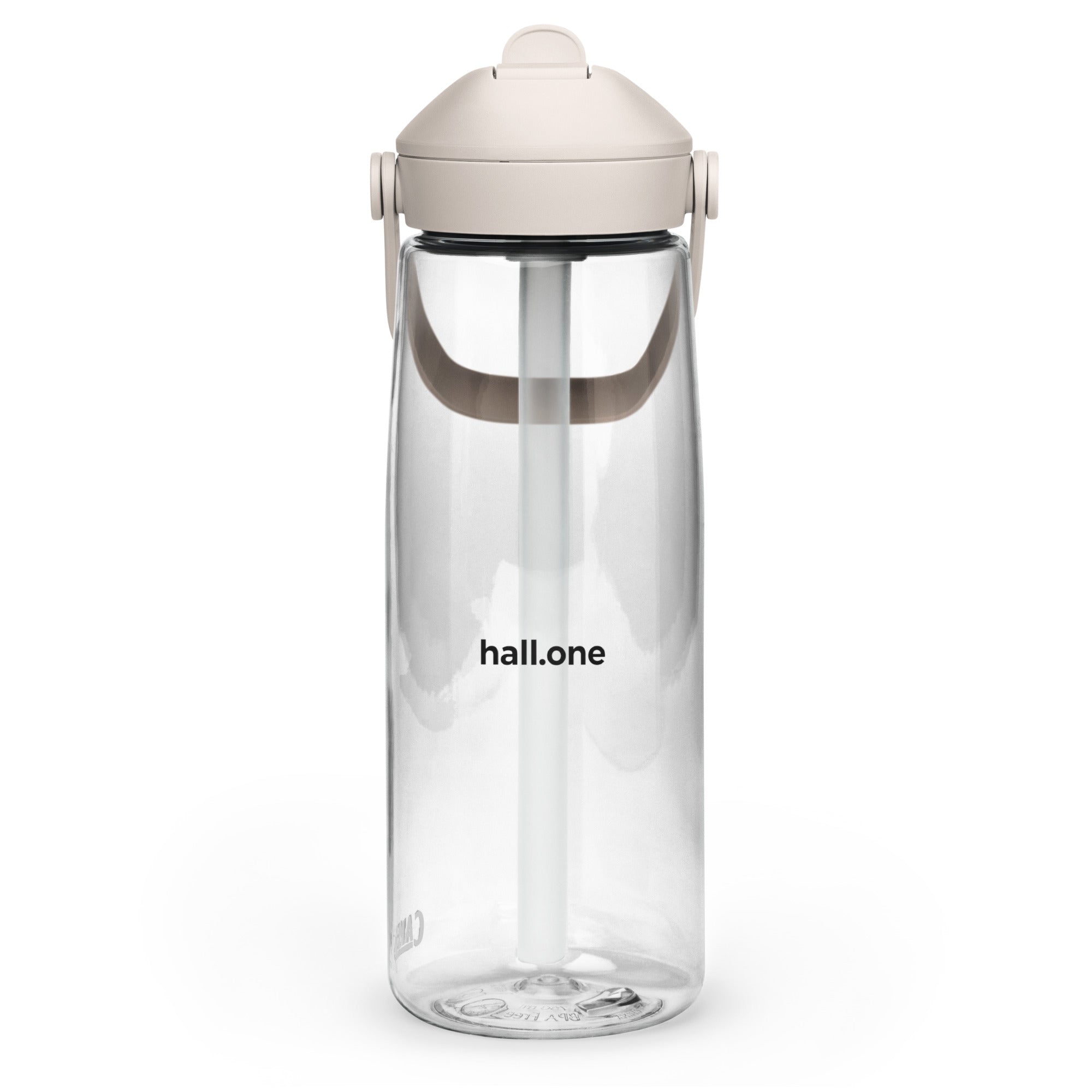 Wasserflasche mit umklappbarem Trinkhalm: Sport-Wasserflasche mit Logo - Hall.one