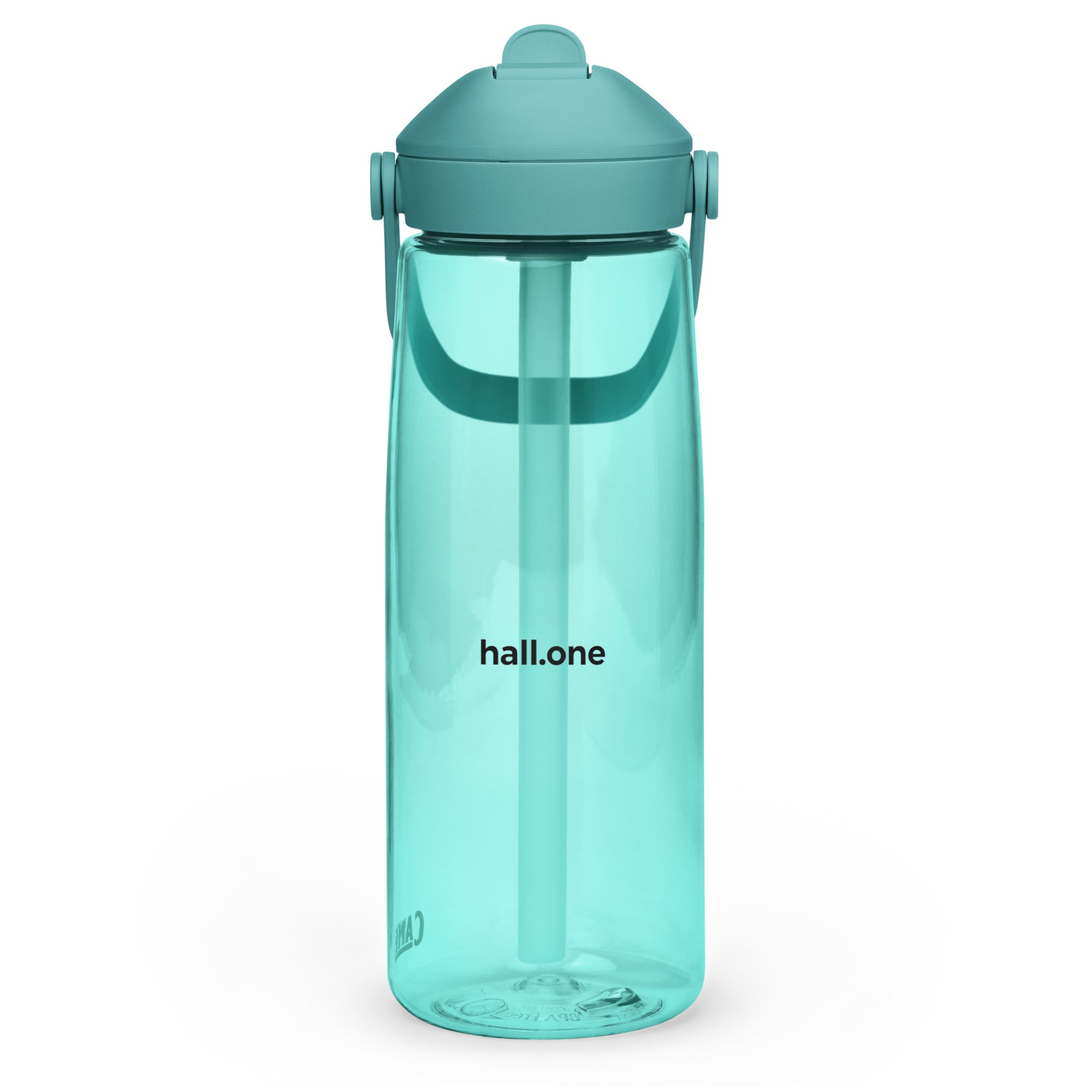 Wasserflasche mit umklappbarem Trinkhalm: Sport-Wasserflasche mit Logo - Hall.one