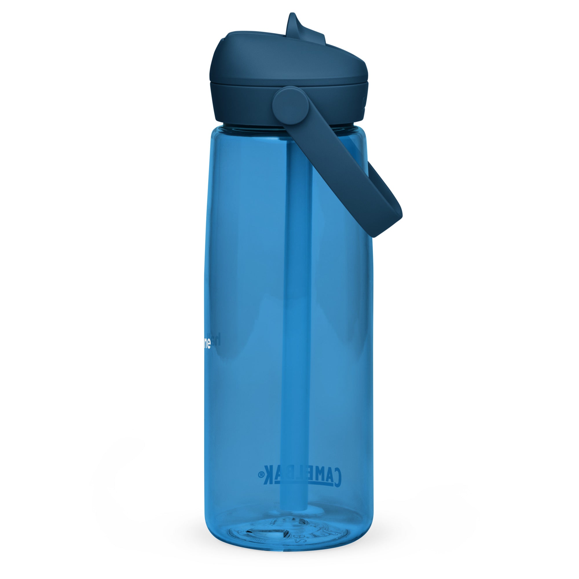 Wasserflasche mit umklappbarem Trinkhalm: Sport-Wasserflasche mit Logo - Hall.one