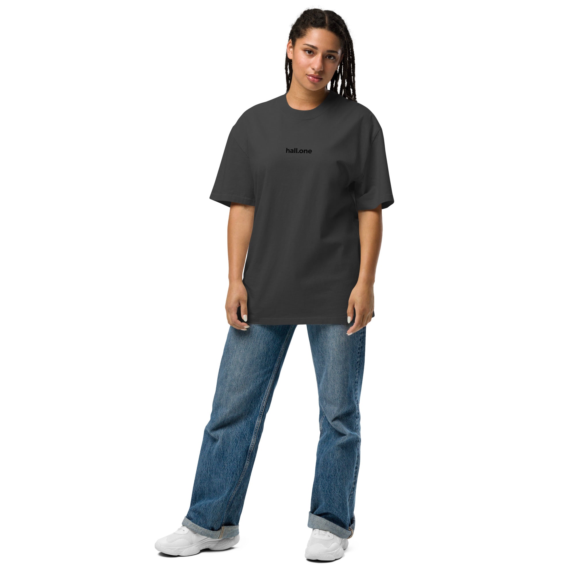 Oversized T-Shirt mit verwaschenem Look: Oversized T-Shirt mit Logo - Hall.one
