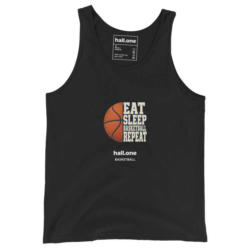 hall.one Unisex Tanktop | Eat Sleep Basketball Repeat – Bild 1 von 8