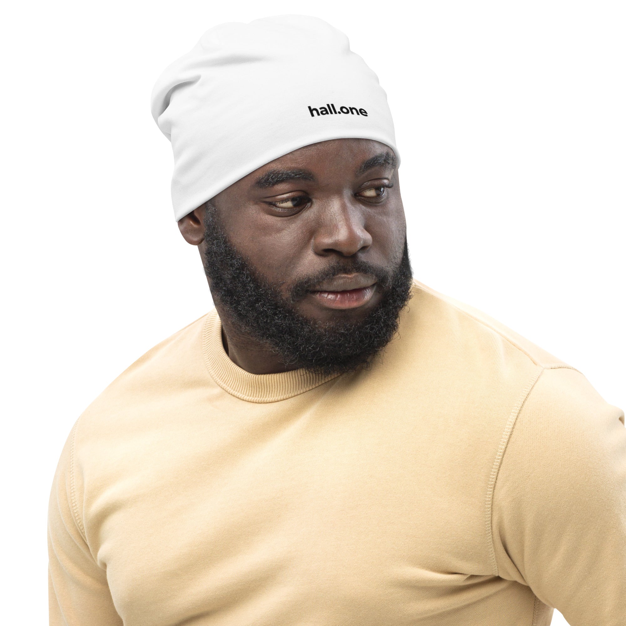 Allover-Beanie: Beanie mit Logo - Hall.one