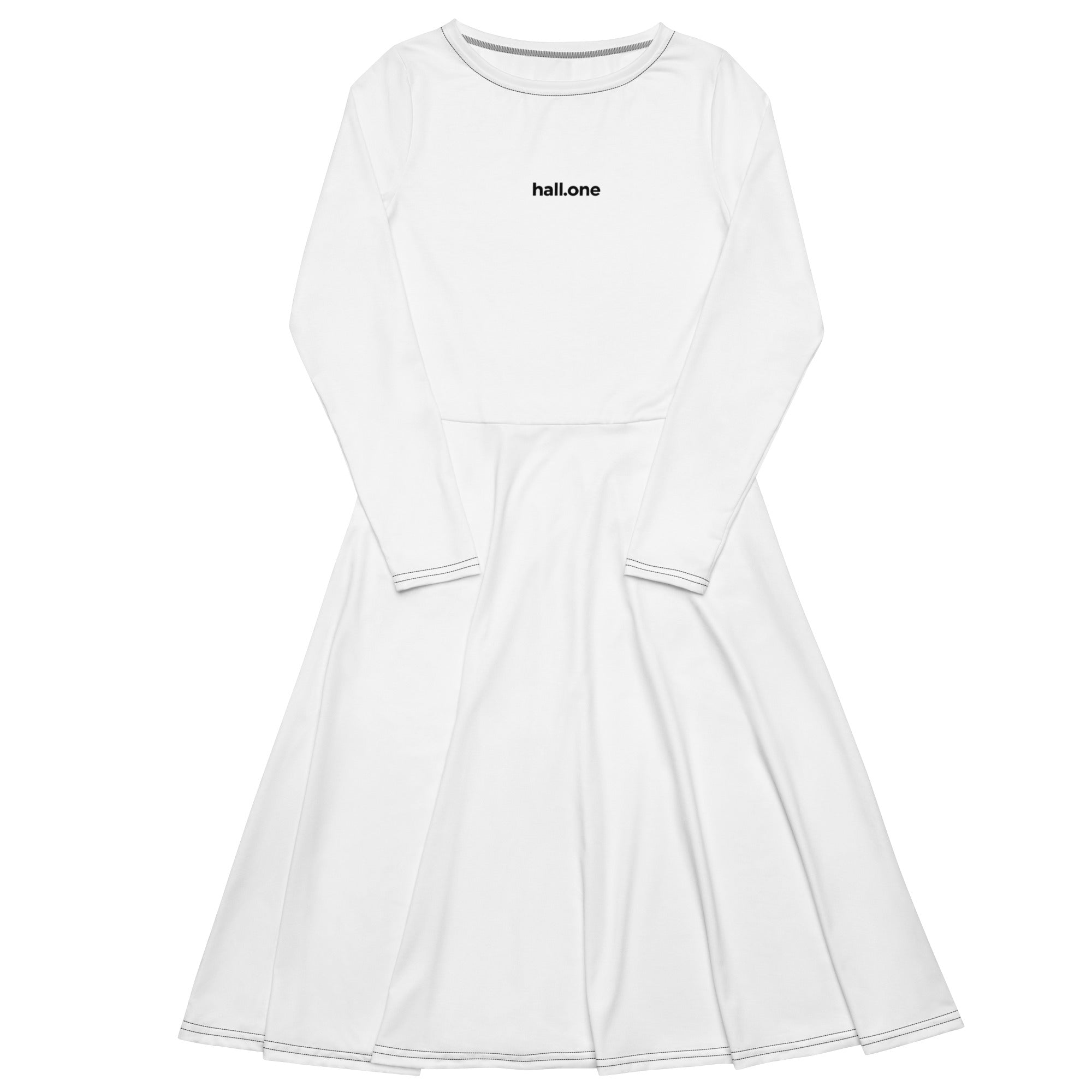 Langärmliges Midikleid mit Allover-Druck: Langärmliges Kleid mit Logo - Hall.one