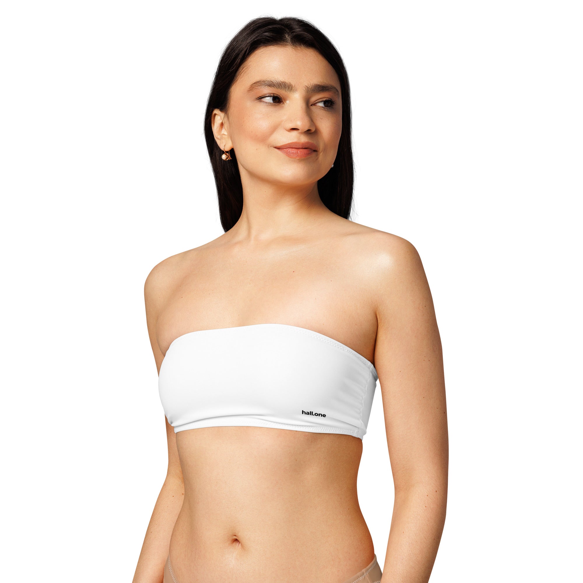 Recyceltes Bandeau-Bikini-Top mit Allover-Druck: Bikini-Top mit Logo - Hall.one