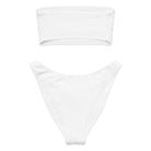 Recycelter Bandeau-Bikini mit Allover-Druck: Bandeau-Bikini mit Logo - Hall.one