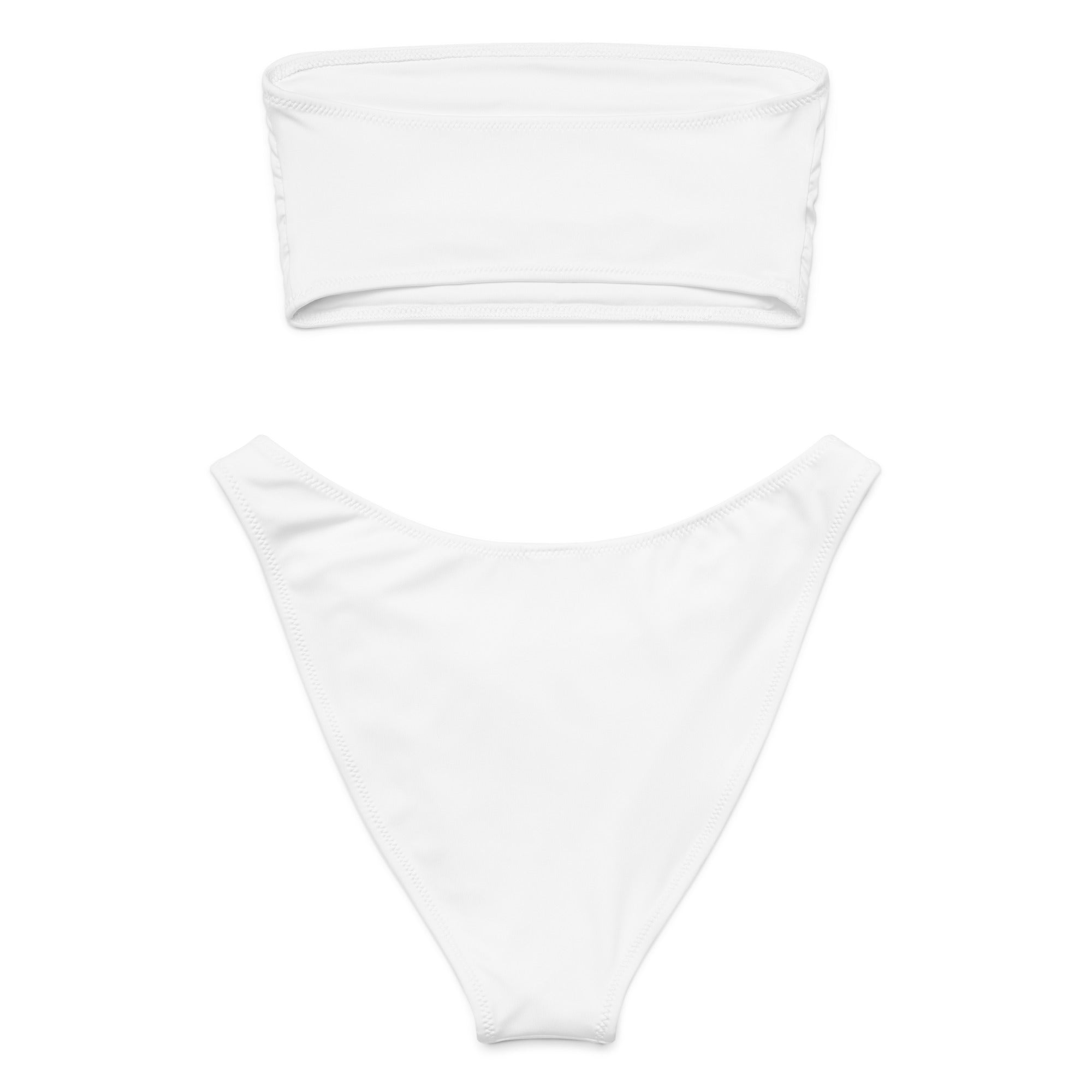 Recycelter Bandeau-Bikini mit Allover-Druck: Bandeau-Bikini mit Logo - Hall.one