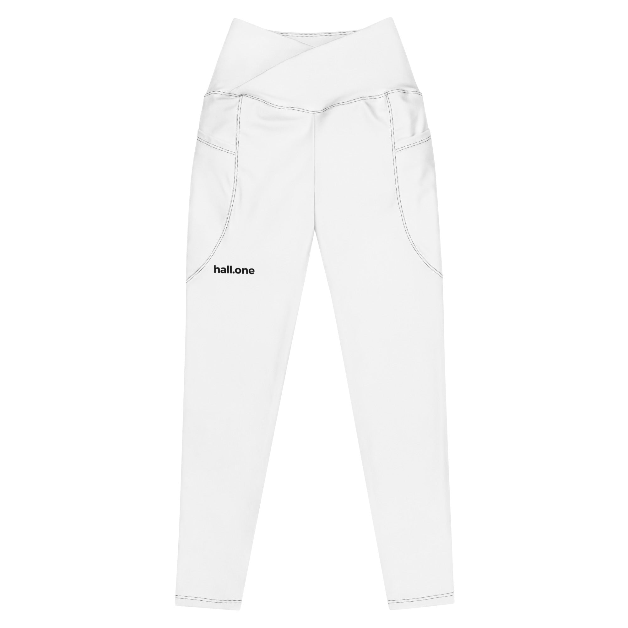 V-Bund-Leggings mit Taschen: Sportleggings mit Logo - Hall.one