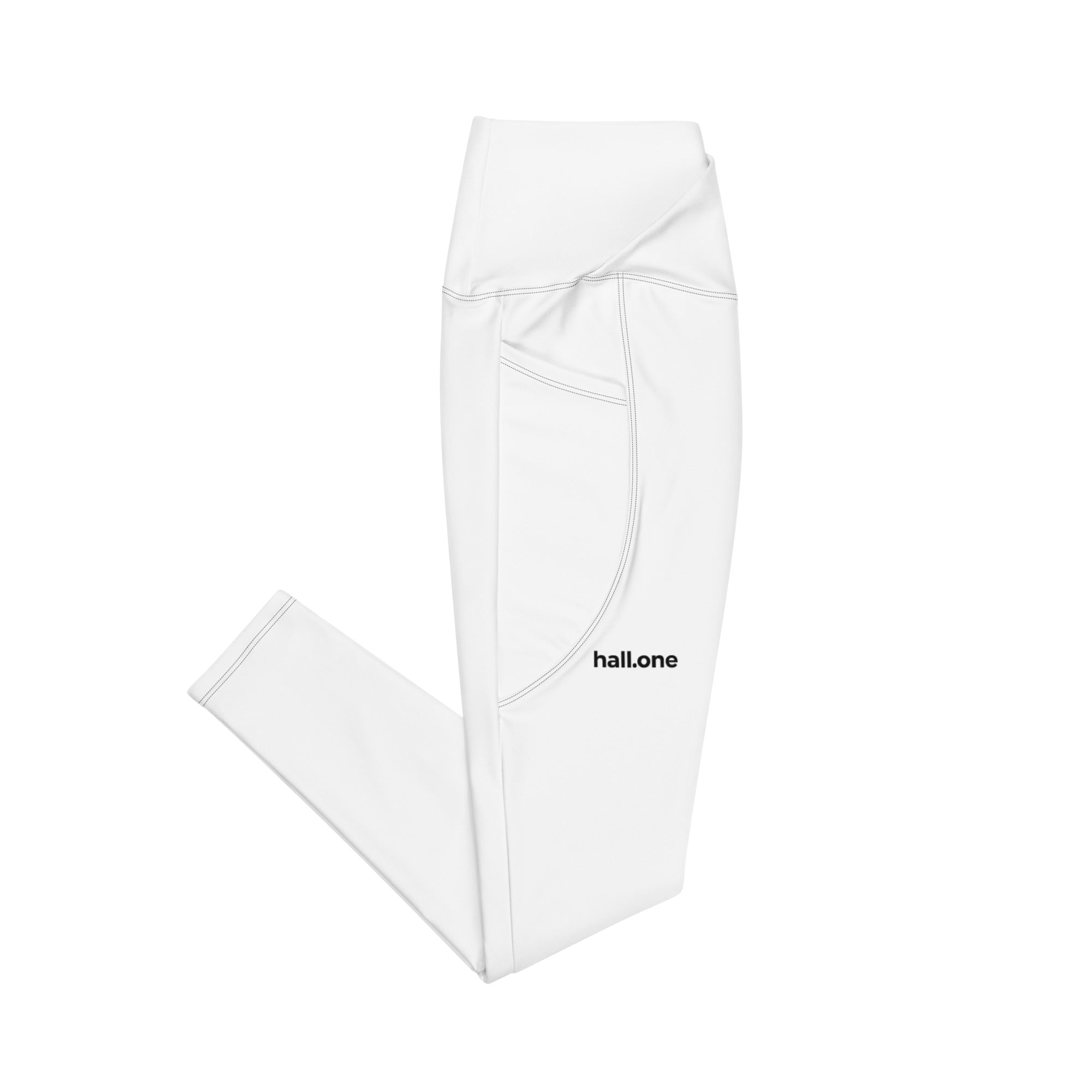 V-Bund-Leggings mit Taschen: Sportleggings mit Logo - Hall.one