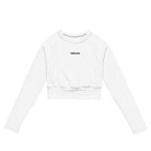 Recyceltes Langarm Crop Top mit Allover-Druck: Langarm-Top mit Logo - Hall.one