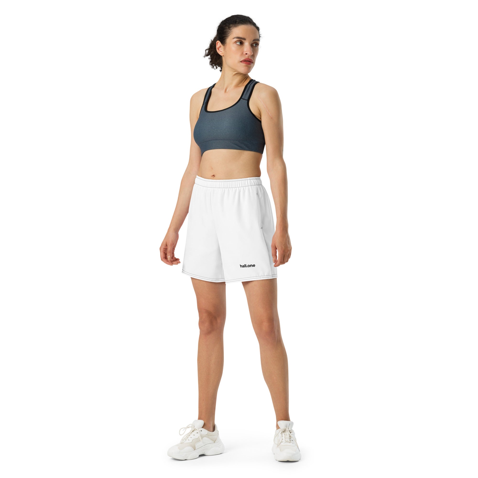 All-Over Print Athletic Long Shorts: Trainingsshorts mit Logo - Hall.one