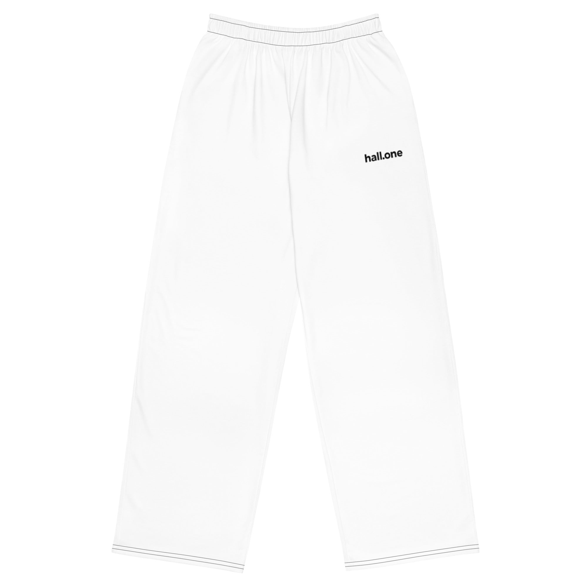 Unisex-Hose mit weiten Beinen und Allover-Druck: Weite Hose mit Logo - Hall.one