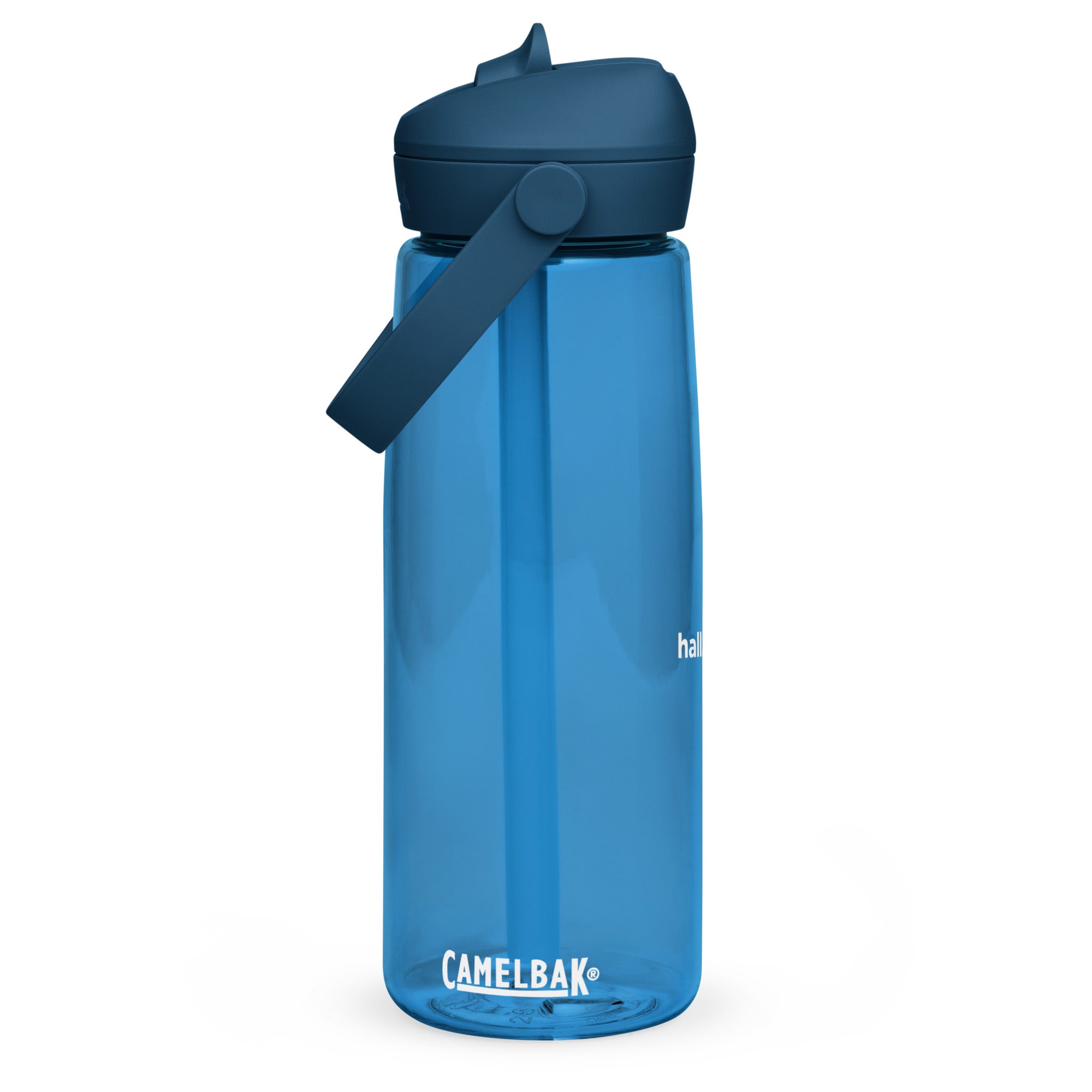 Wasserflasche mit umklappbarem Trinkhalm: Sport-Wasserflasche mit Logo - Hall.one