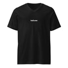 Kurzärmeliges Unisex-T-Shirt mit V-Ausschnitt - Hall.one