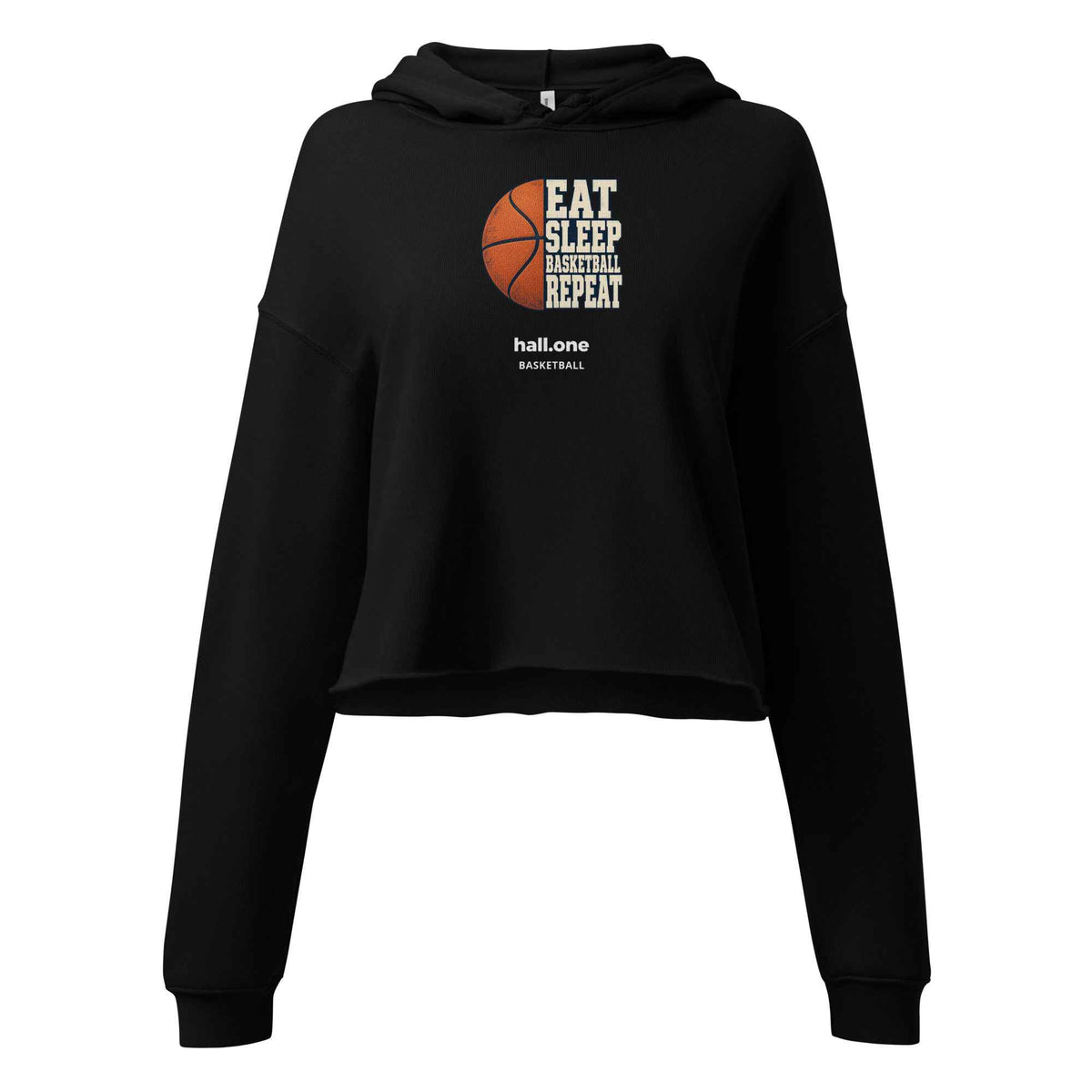 hall.one Felpa corta con cappuccio donna | Eat Sleep Basketball Repeat – Immagine 1 di 12