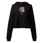 hall.one Felpa corta con cappuccio donna | Eat Sleep Basketball Repeat – Immagine 1 di 12